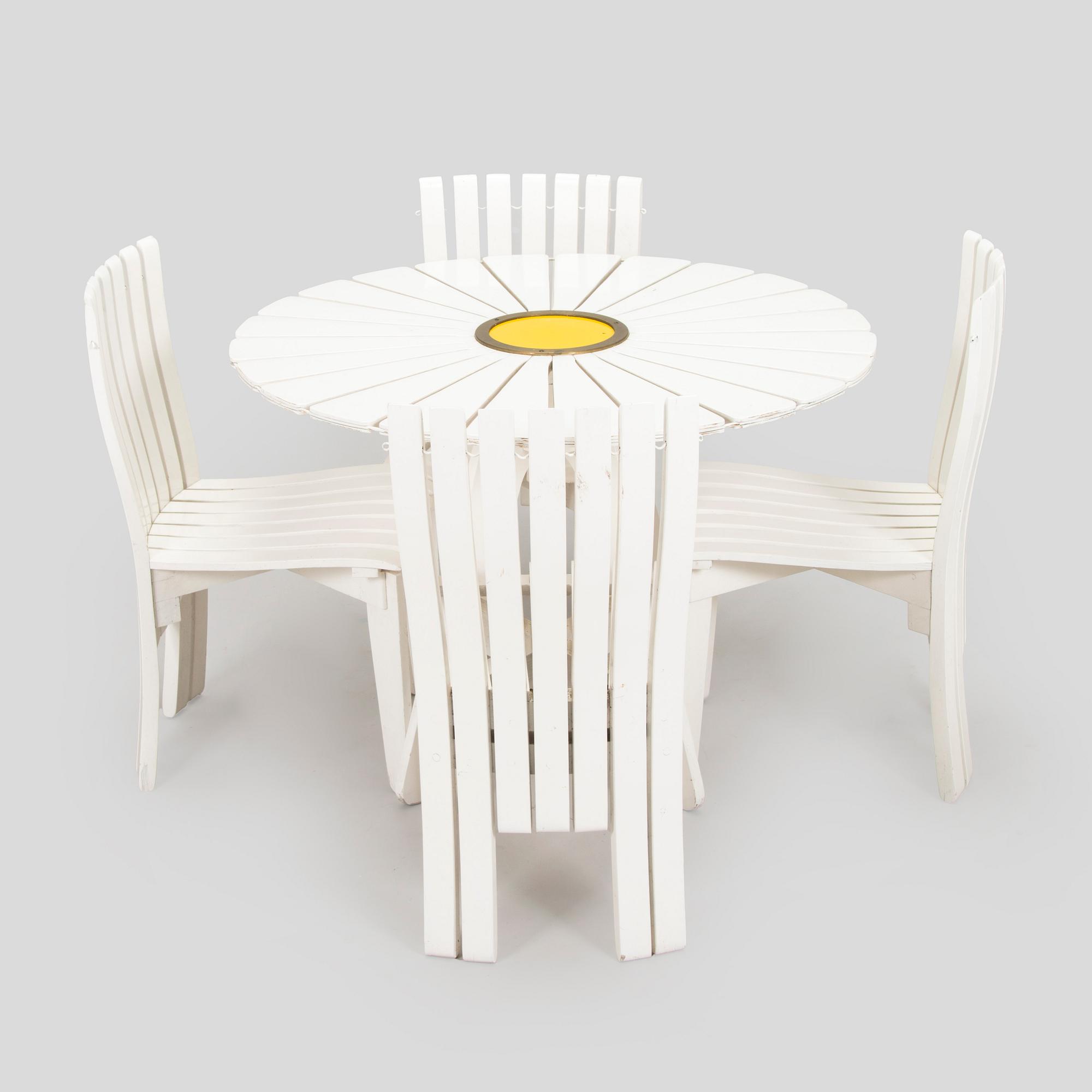 Alvar & Aino Aalto, trädgårdsgrupp, 5 delar, "Aurinko"-serien, O.Y. Huonekalu- ja Rakennustyötehdas A.B. 1957.