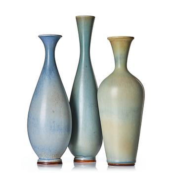 83. Berndt Friberg, a set of three stoneware vases, Gustavsberg studio, Sweden 1960-67.