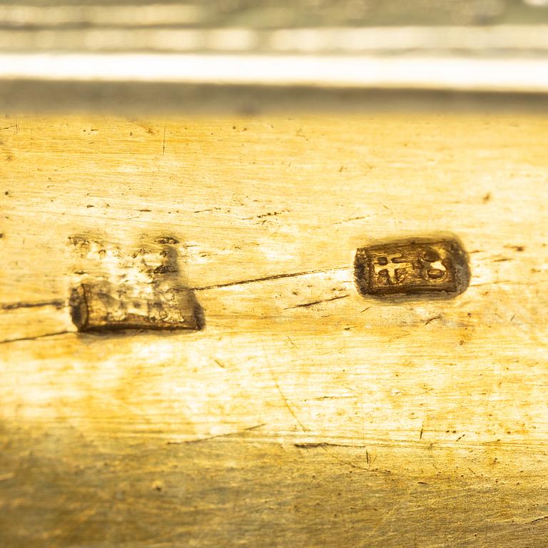 A Russian silver gilt box, indistinct marks, probably Moscow, 19th century.