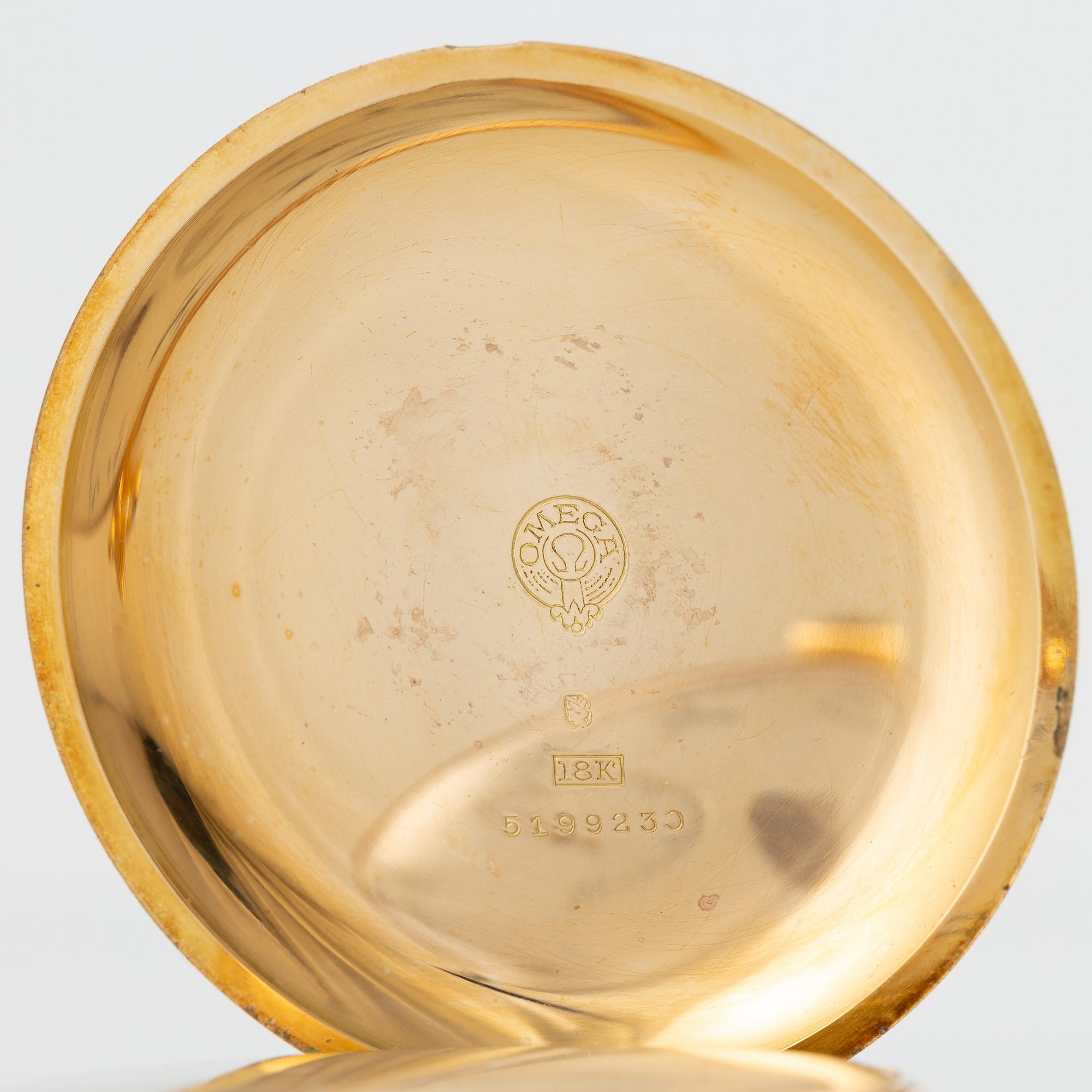 Omega, pocket watch, hunter, 53.5 mm.