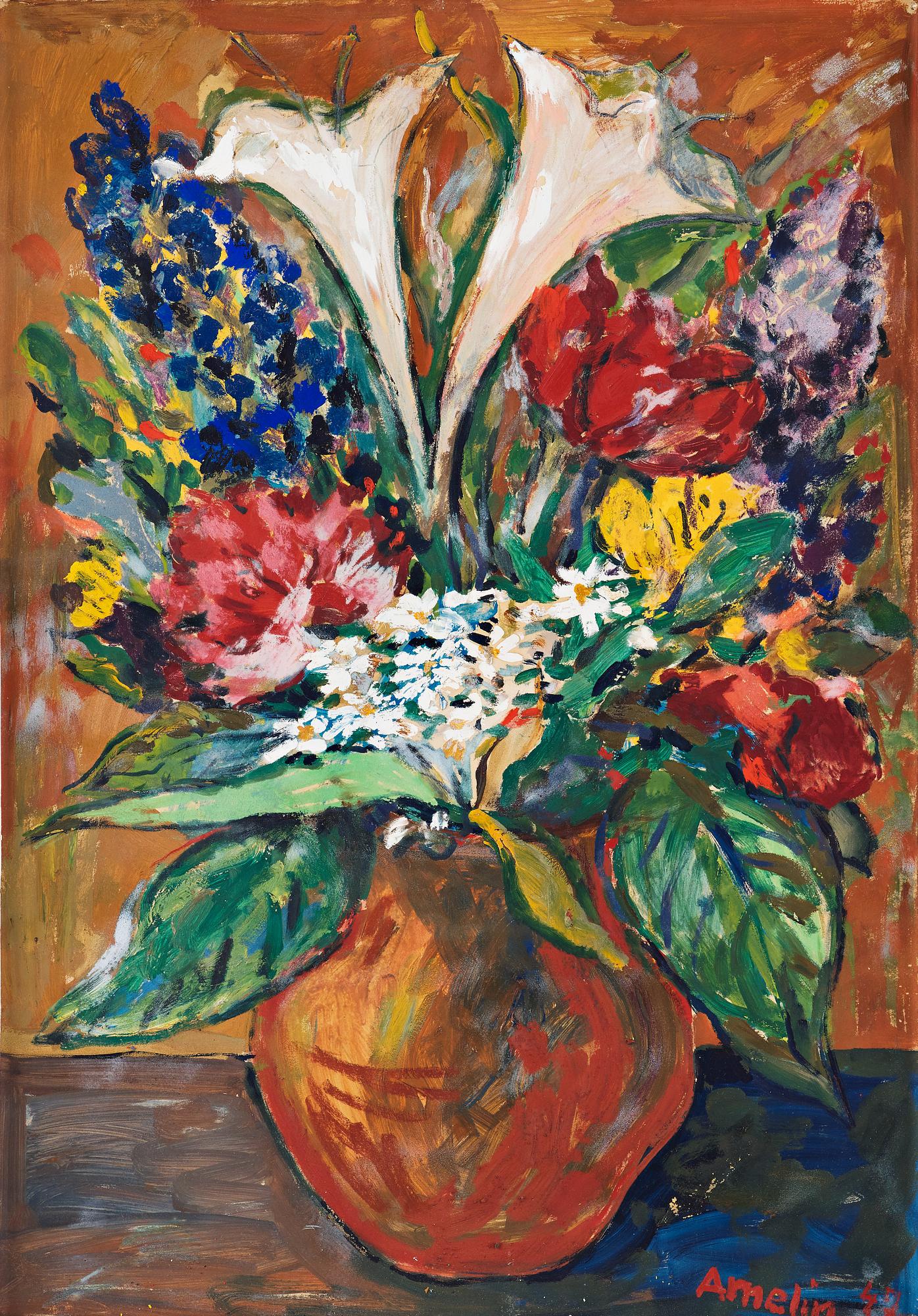 Albin Amelin, Still life with flowers.