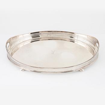 A three piece silver tea service, Birmingham, England, 1909.