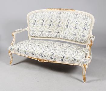 SALONGSMÖBEL, 9 del, rokokostil, 1900-tal.