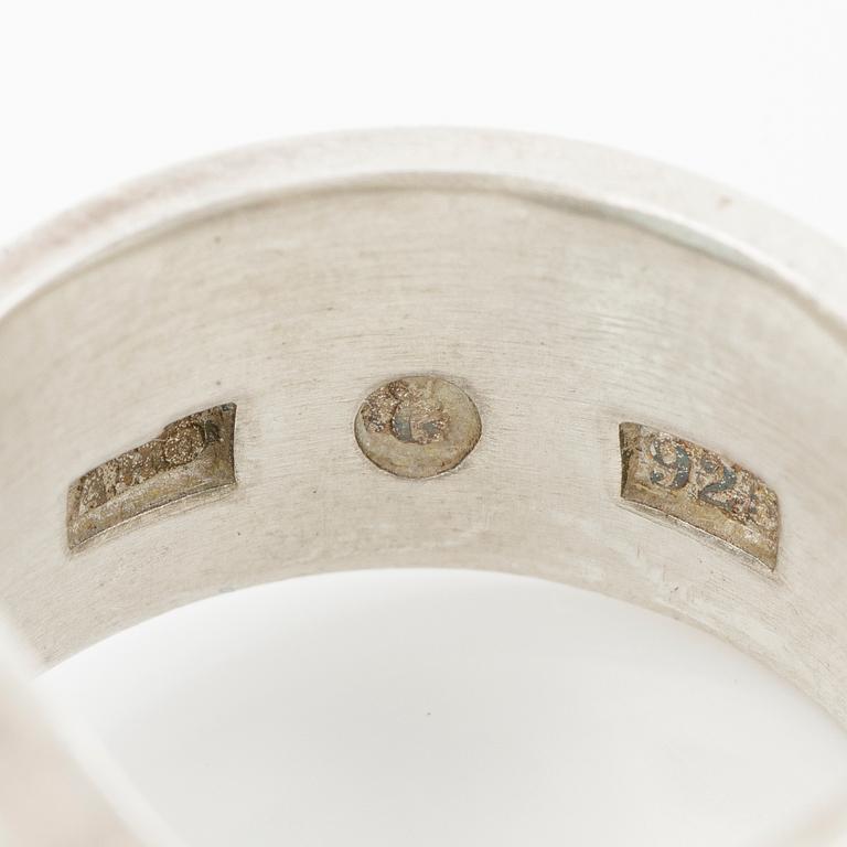 Anders Högberg, ring, sterling silver, with blue stone, Gothenburg 1977.