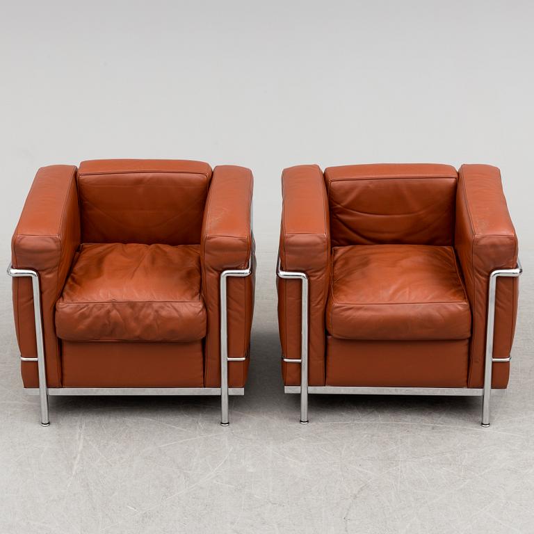 LE CORBUSIER, PIERRE JEANNERET & CHARLOTTE PERRIAND a pair of LC2 easy chairs for Cassina, Italy.