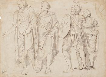 Nicolas Poussin Circle of, Figures in toga and armour.