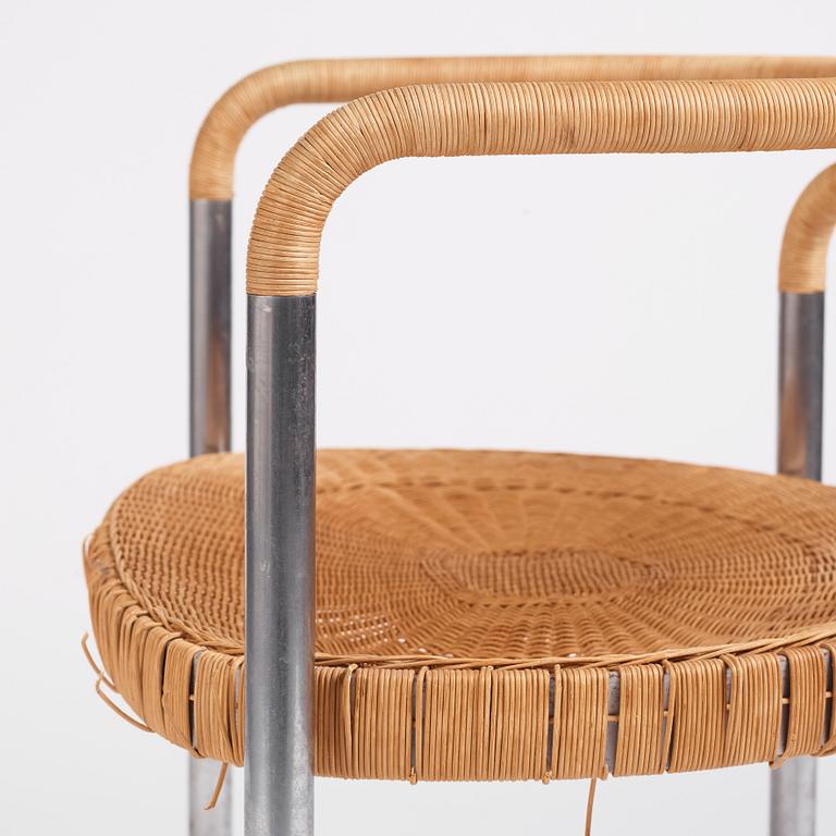 Poul Kjaerholm, a steel and rattan 'PK12' chair, E Kold Christensen, Denmark, early 1960s.