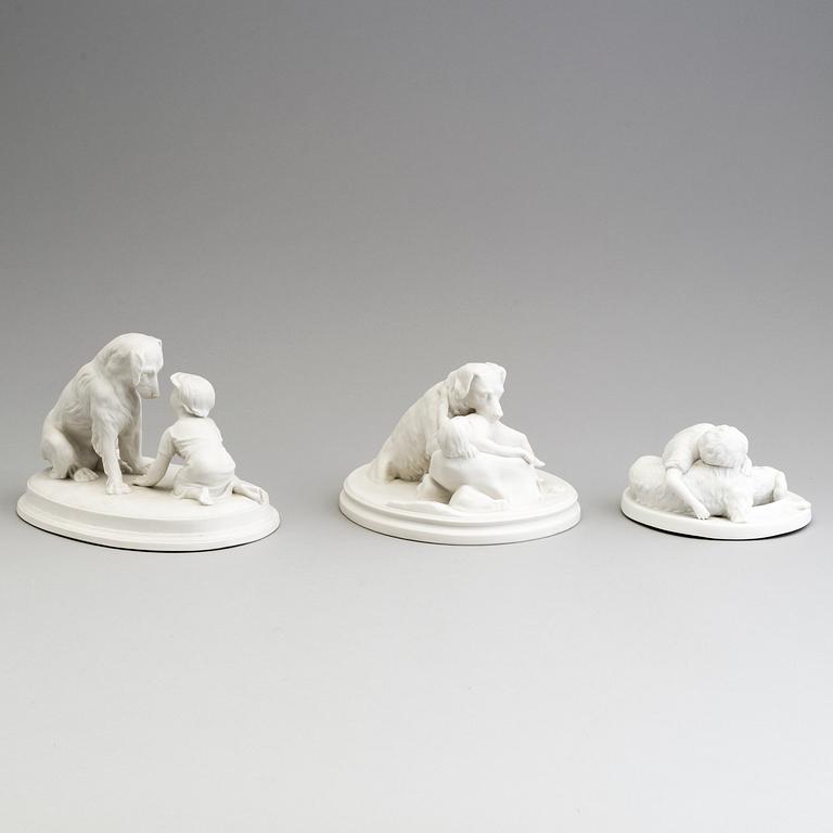 THREE PARIAN GROUPS, Gustafsberg, early 20th century.
