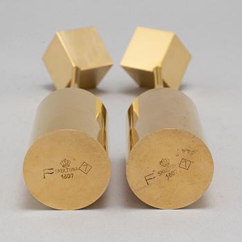 PIERRE FORSSELL, a pair of brass candlesticks, Skultuna.