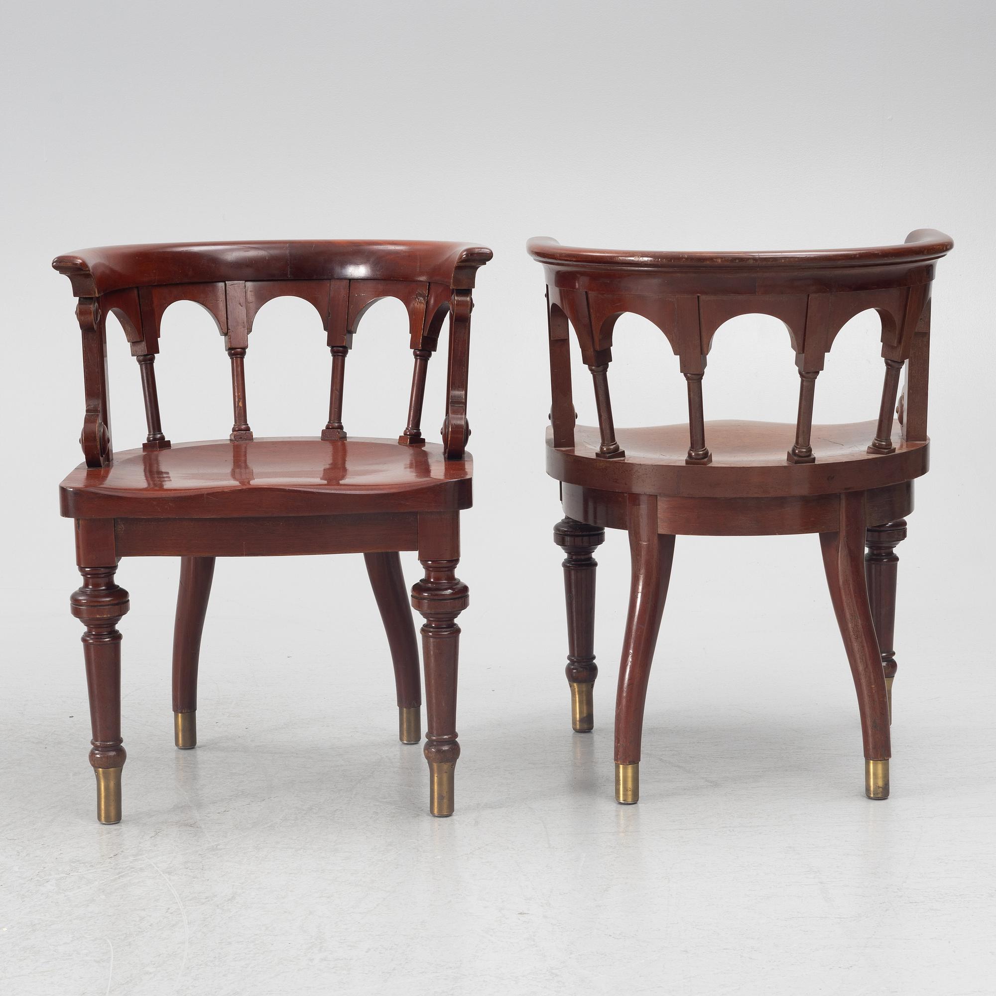 Chairs, 6 pcs, Nils Löfmark, Gothenburg, early 20th century.