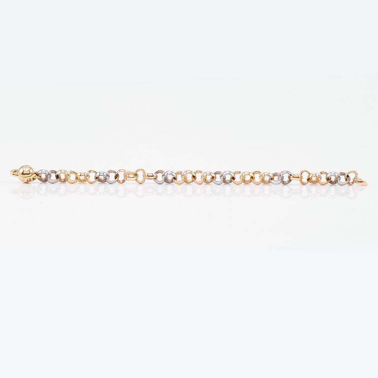 ARMBAND, 18K guld/vitguld samt mindre diamant, Per Borup. Total vikt ca 29 g.