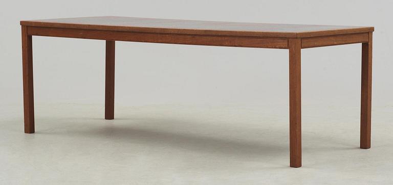 A Stig Lindberg & David Rosén enamel and oak sofa table, Gustavsberg and Nordiska Kompaniet, 1960.