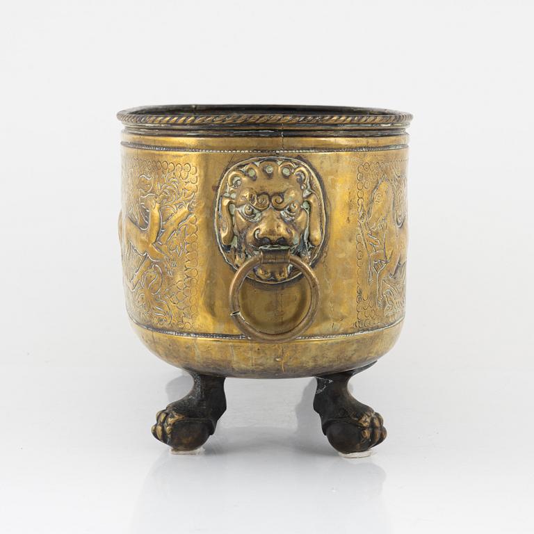 A 19th century brass jardinière.