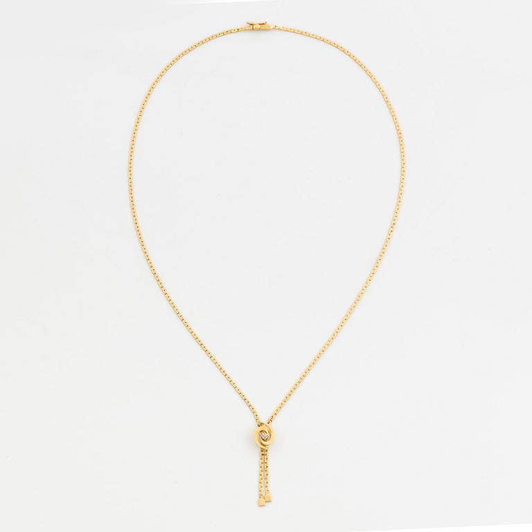 Collier, 18K guld med liten diamant.