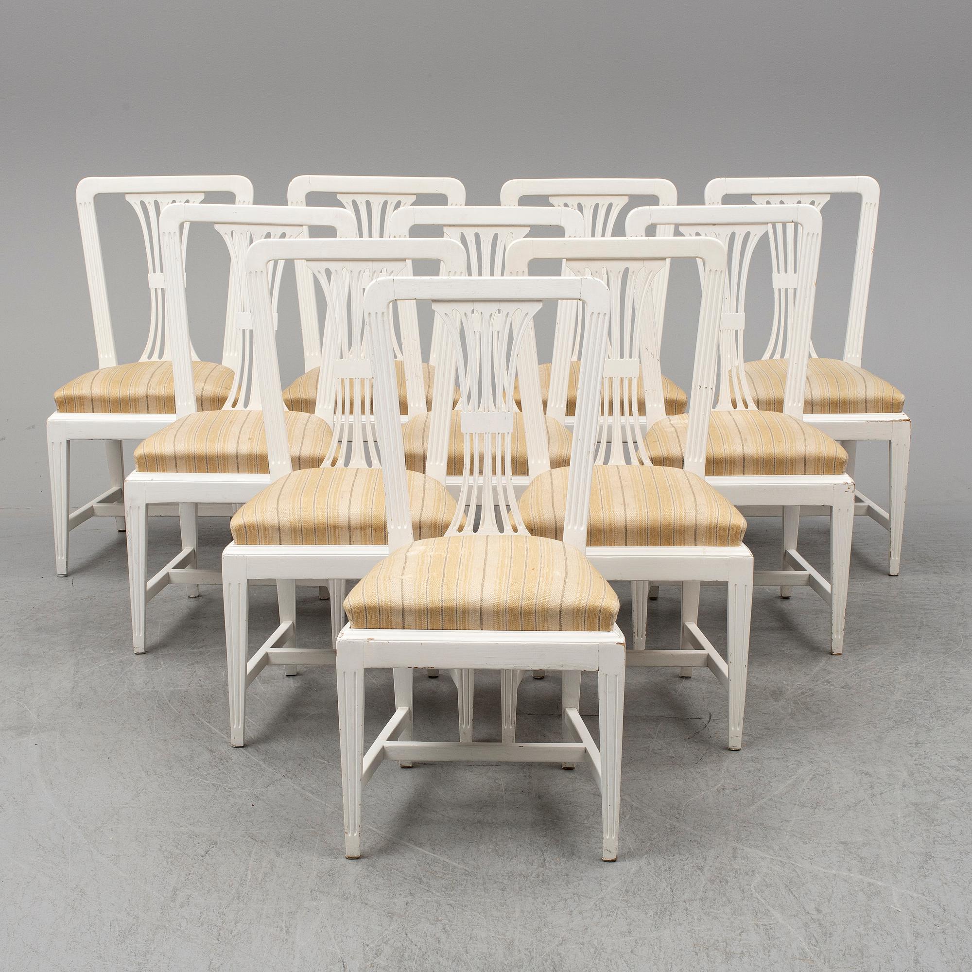 Ten chairs, Gustavian style, early 20th century.