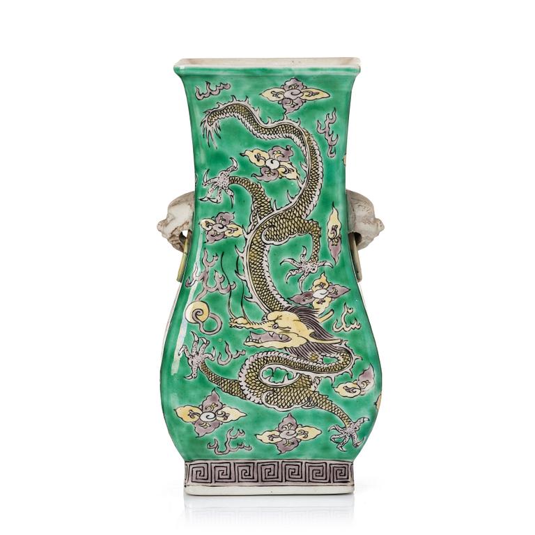 A famille verte bisquit vase, Qing dynasty, Kangxi (1662-1722).