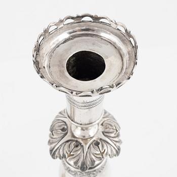 A pair of late Empire silver candlesticks, Grodno, Belarus, 1855.