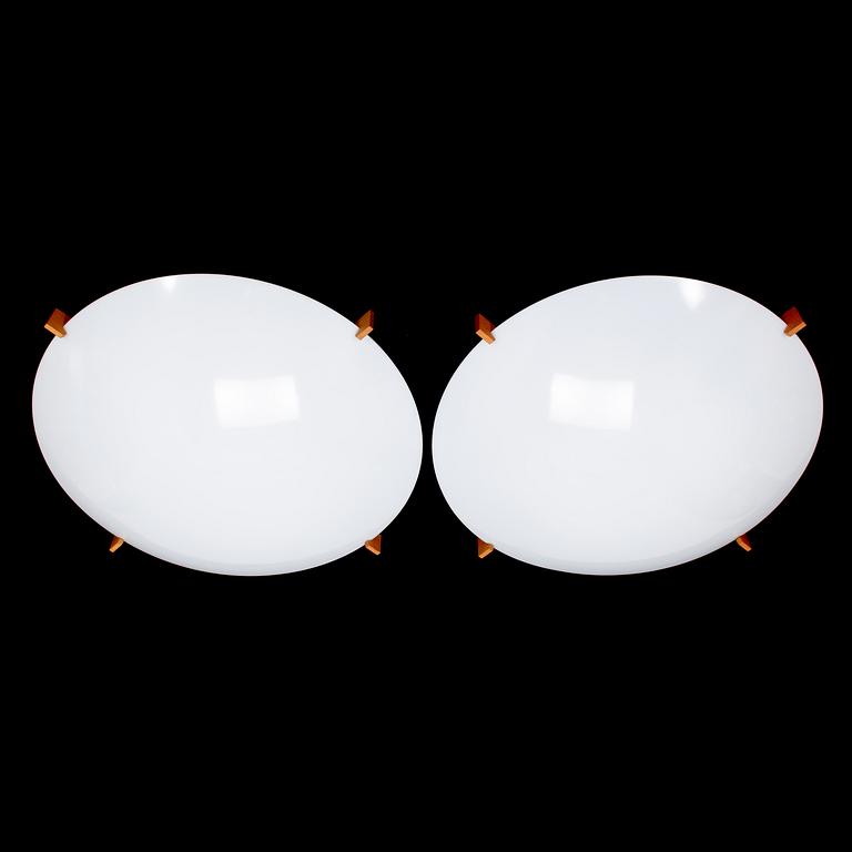 Two plafond ceiling lamps "Plafo" by Uno och Östen Kristiansson, Luxus, Osby, Sweden.