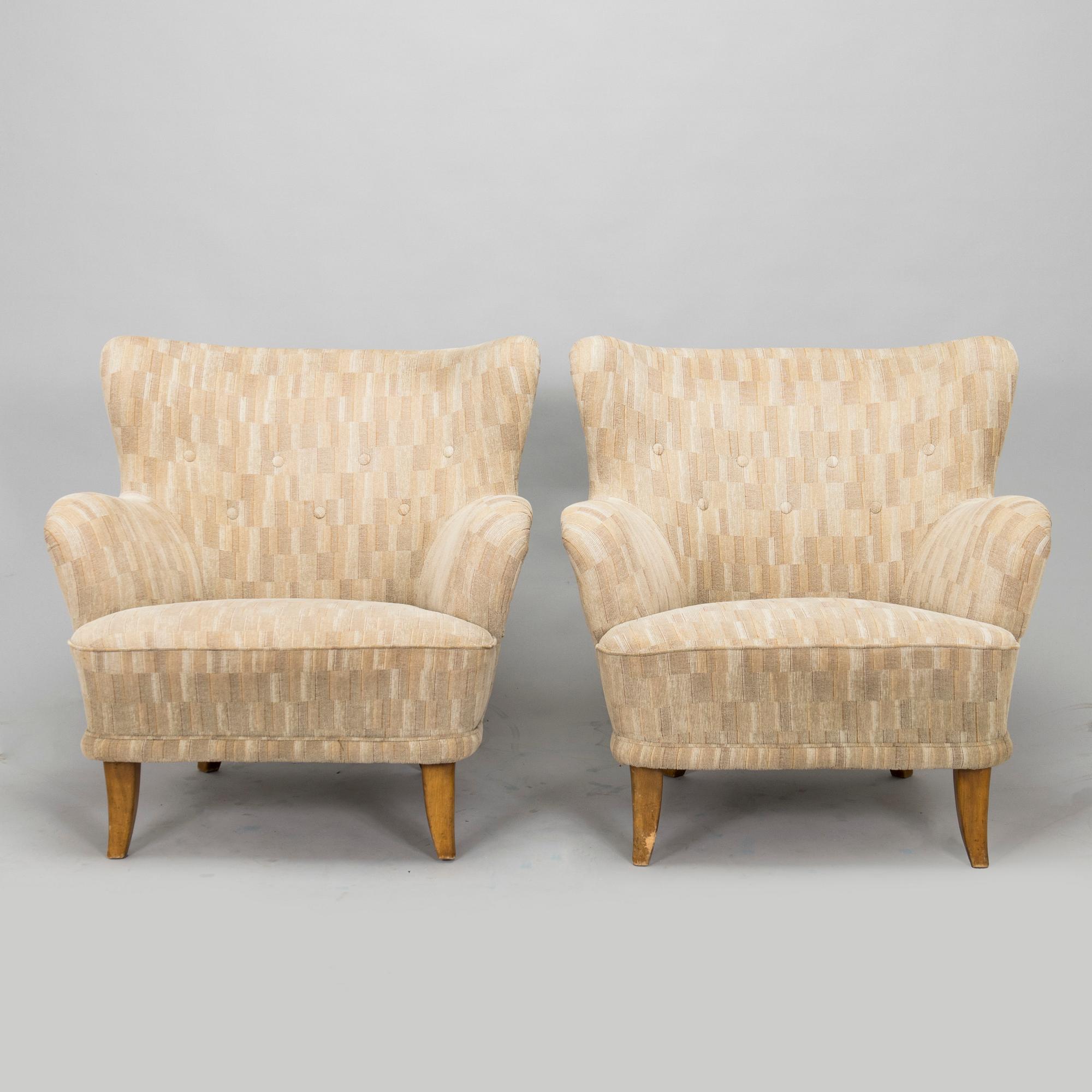 Ilmari Lappalainen, a pair of 1950's 'Laila' armchairs for Asko, Finland.
