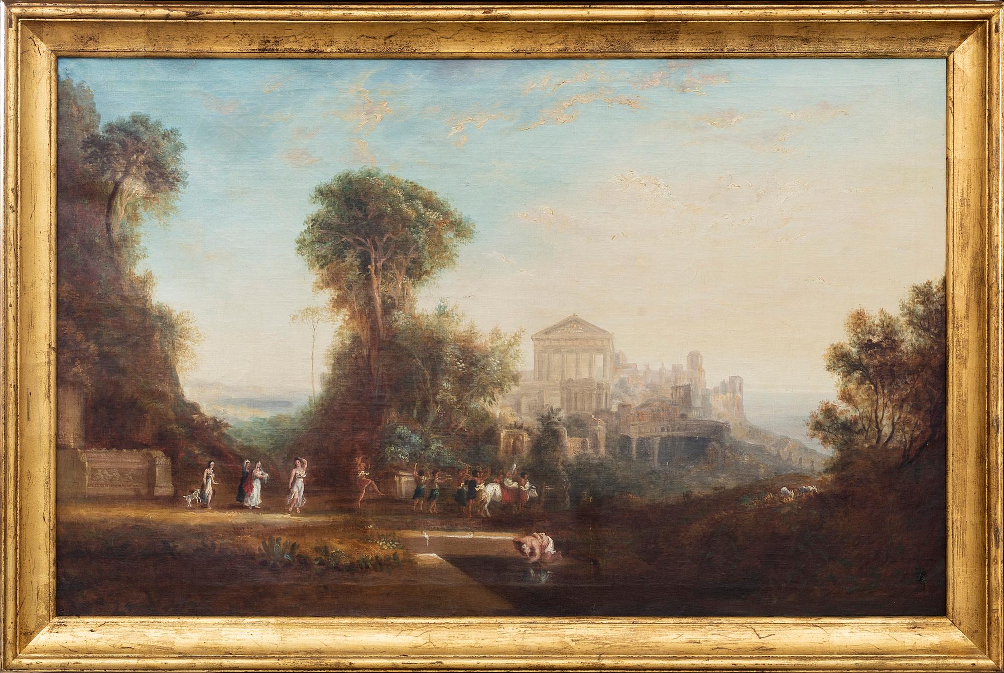 Nicolas Poussin In the manner of the artist, Bacchanal outside an antique city.