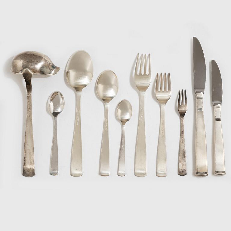 Jacob Ängman, bestickservis, 89 delar, silver, "Rosenholm", GAB, Eskilstuna, 1961-87.