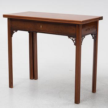 A macthed pair of late Gustavian mahogany veneered card tables one by C D Fick, Stockholm 1776-1806.