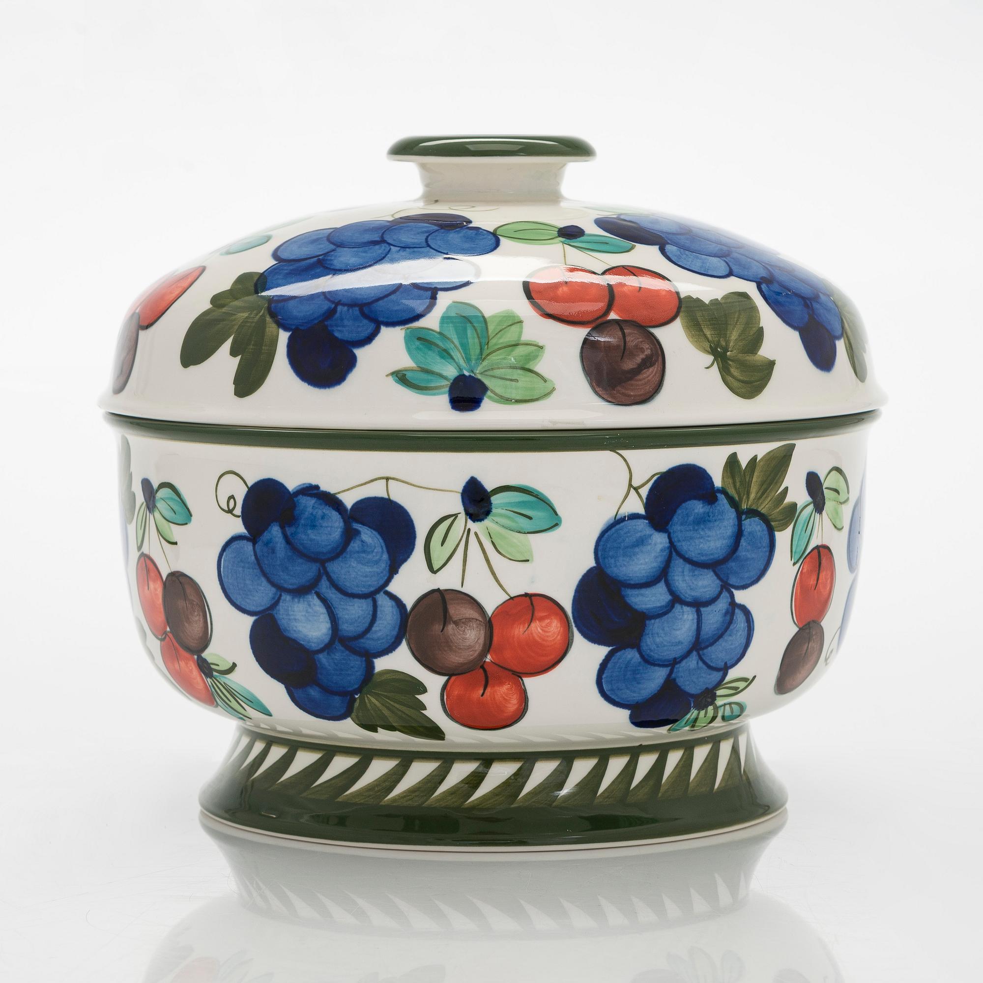 Dorrit von Fieandt, skål med lock,  "Palermo", keramik,  signerad DF, Arabia, Finland.