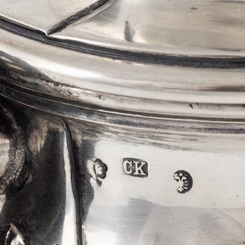 An Austro-Hungarian Silver Teapot, Creamer and Sugar Bowl, Vienna 1872-1922.