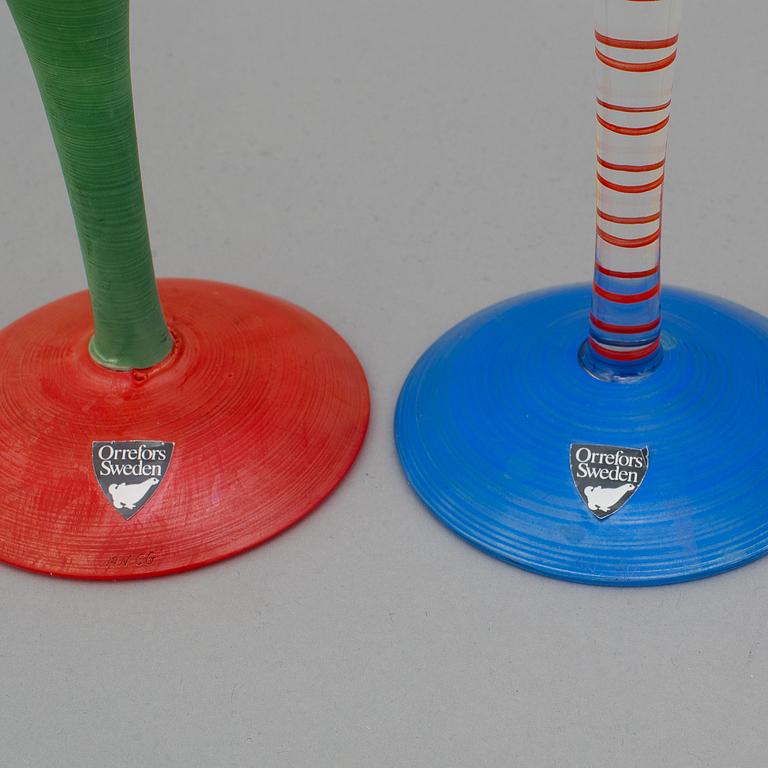 ANNE NILSSON, Nine champagne glasses, 'Clown' by Orrefors, designed in 1992.