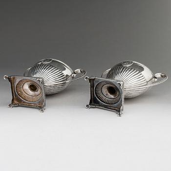 Sockerskålar, ett par, silver, gustavianska, Daniel Elfboms änka, Gävle 1795.