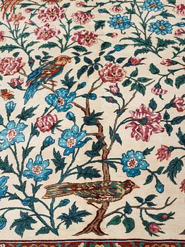 A CARPET, "Golo Bolbol" (="Flower and bird"-motive), a silk Esfahan figural, ca 337 x 243,5 cm, Mohammad Seirafian.