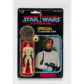 STAR WARS, Luke Skywalker (Imperial Stormtrooper Outfit) 92 back & Artoo-Detoo (R2-D2) 92 back, POTF, Kenner 1984.