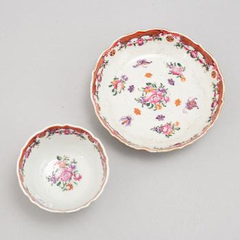 A set of seven famille rose cups with stands, Qing dynasty, Qianlong (1736-95).