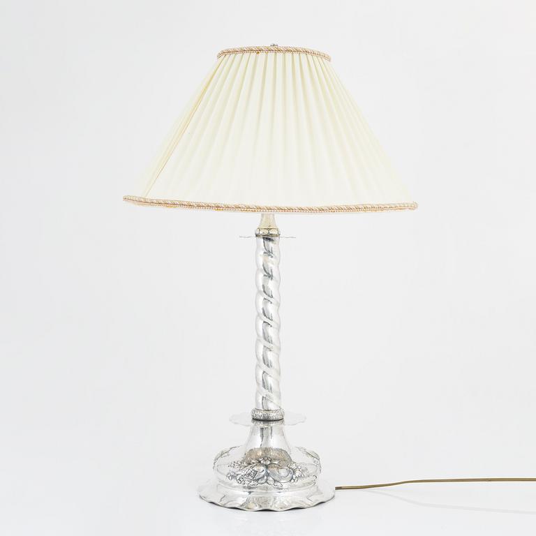 CG Hallberg, bordslampa, silver, Stockholm 1922.