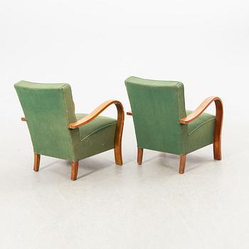 Armchairs, a pair, 1940s.