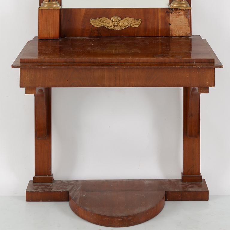 A MIRROR AND CONSOLE TABLE, Empire, Sweden, early 19th century.