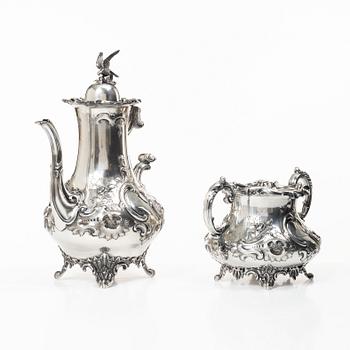 A four piece silver tea and coffee service, William Southey, London, England, 1858-59.