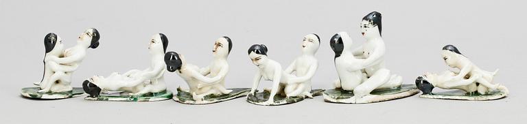 FIGURINER, 6 st. Porslin, Kina, 1900-talets början.
