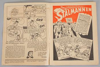 SERIETIDNINGAR, 2 st, Stålmannen, nr 1 resp 2, 1949.