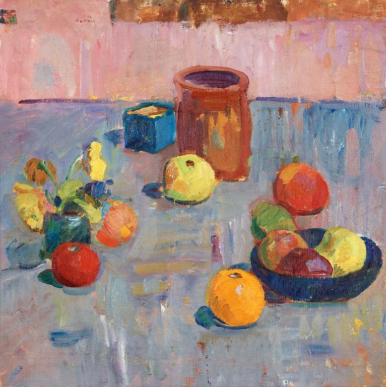 Karl Isakson, Still life with fruits and pot.