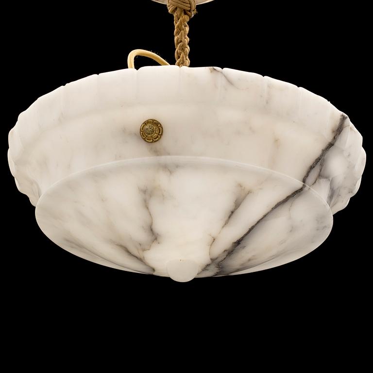 A mid 20th cnetury alabaster ceiling light.