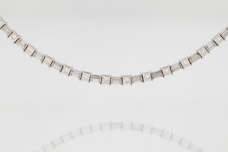 A NECKLACE set with princess- and baguette-cut diamonds.
