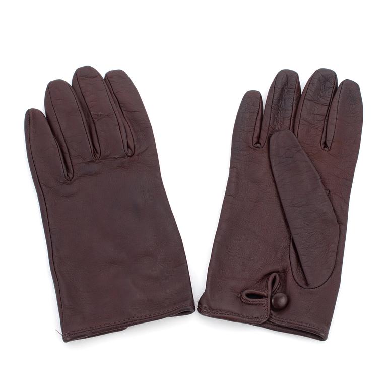 RALPH LAUREN, a pair of brown leather gloves.