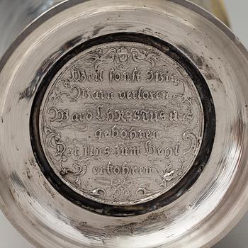 BALTIALAINEN HOPEINEN KILTAPIKARI, Riiga 1757, Johan Diedrich Rehwald (1738-1781), paino 418 g.