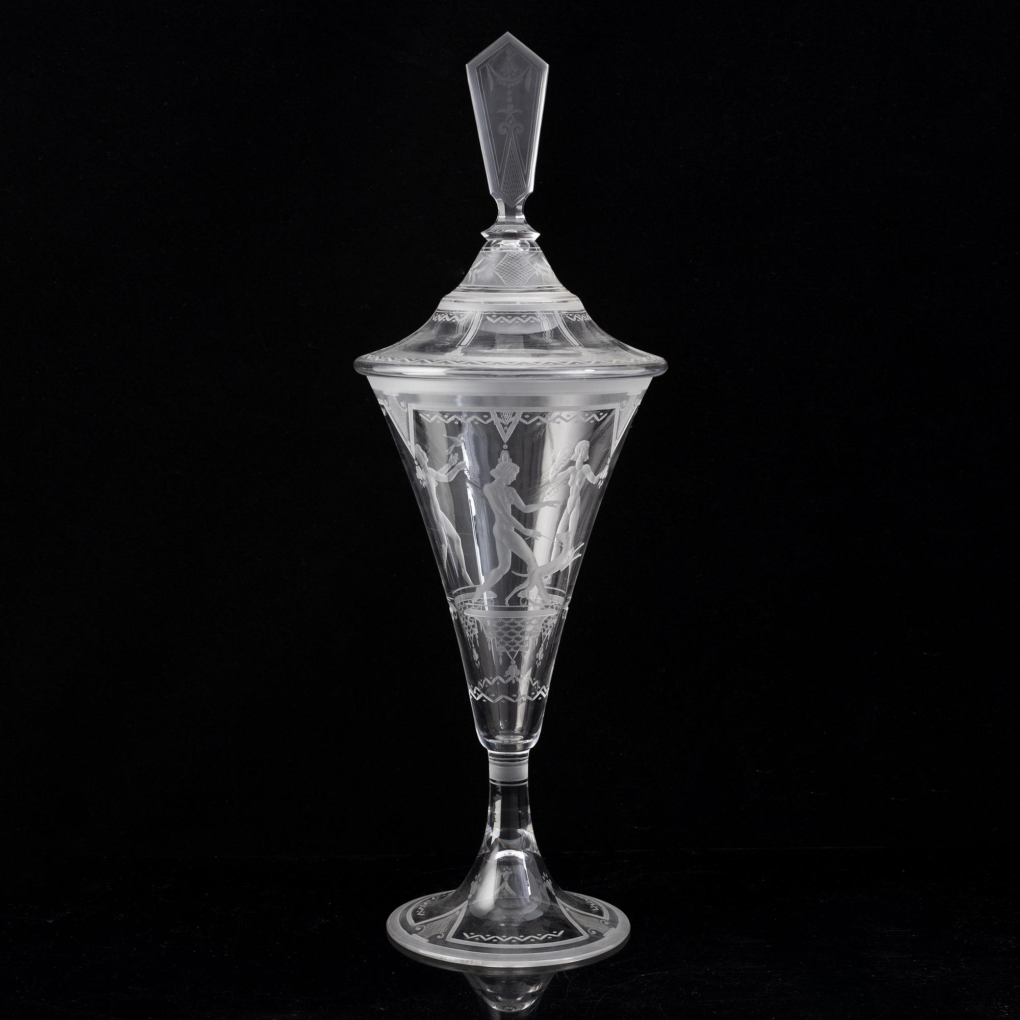 Edvin Ollers, a glass cup, Elme glasbruk, Sweden, 1932.