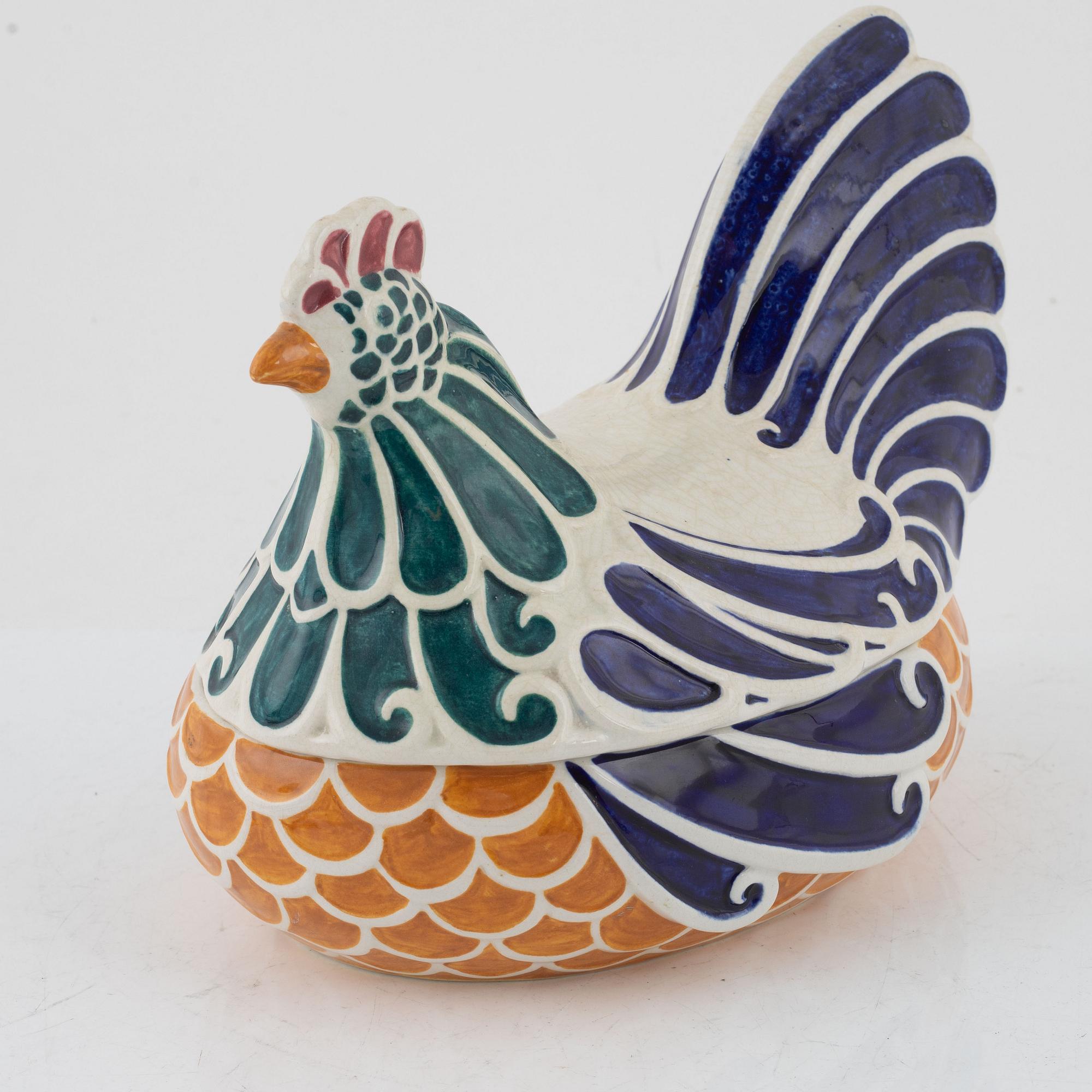 Alf Wallander, ägghöna, Rörstrand, tidigt 1900-tal.