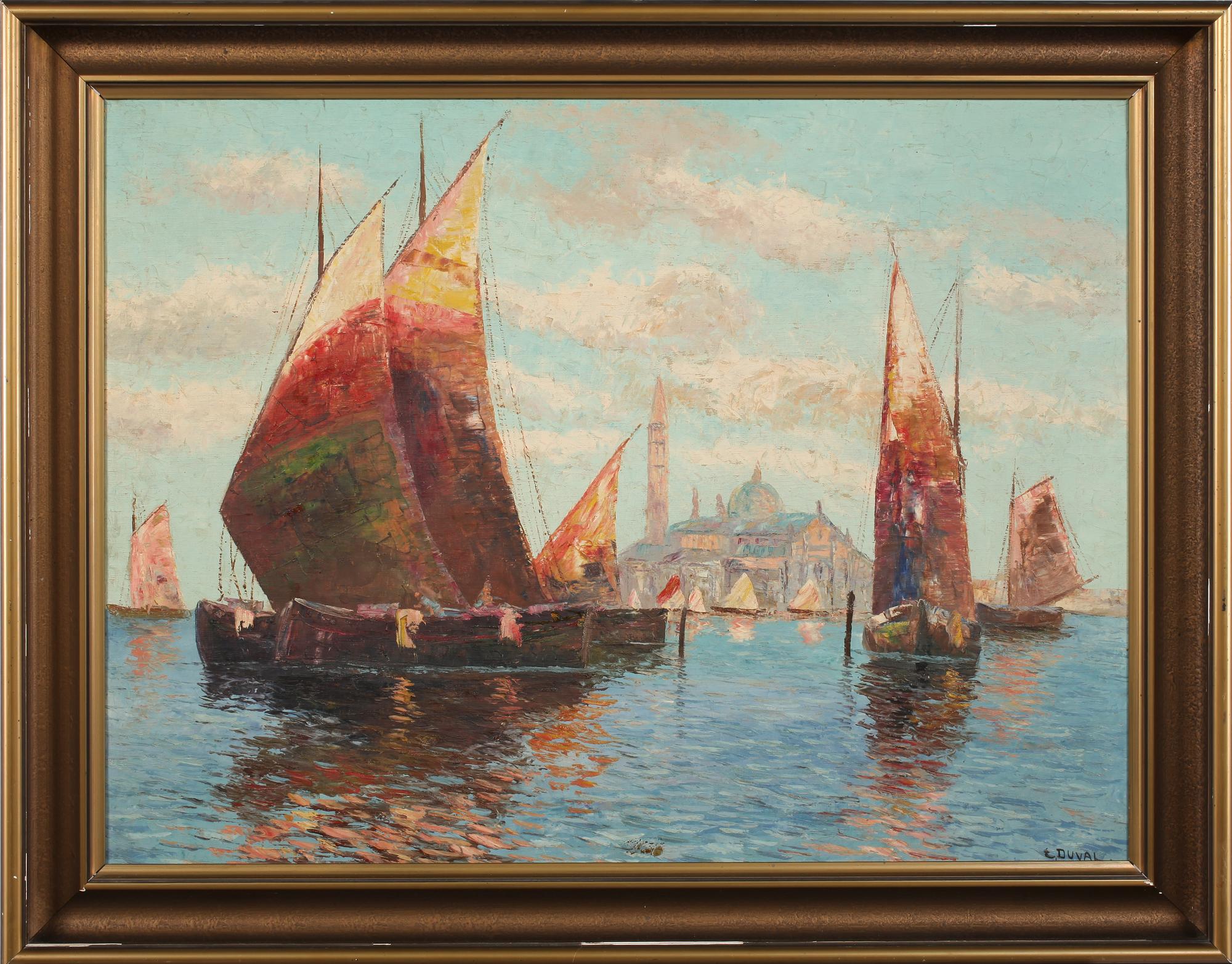 OKÄND KONSTNÄR, olja på duk, signerad C Duval, omkring 1900.