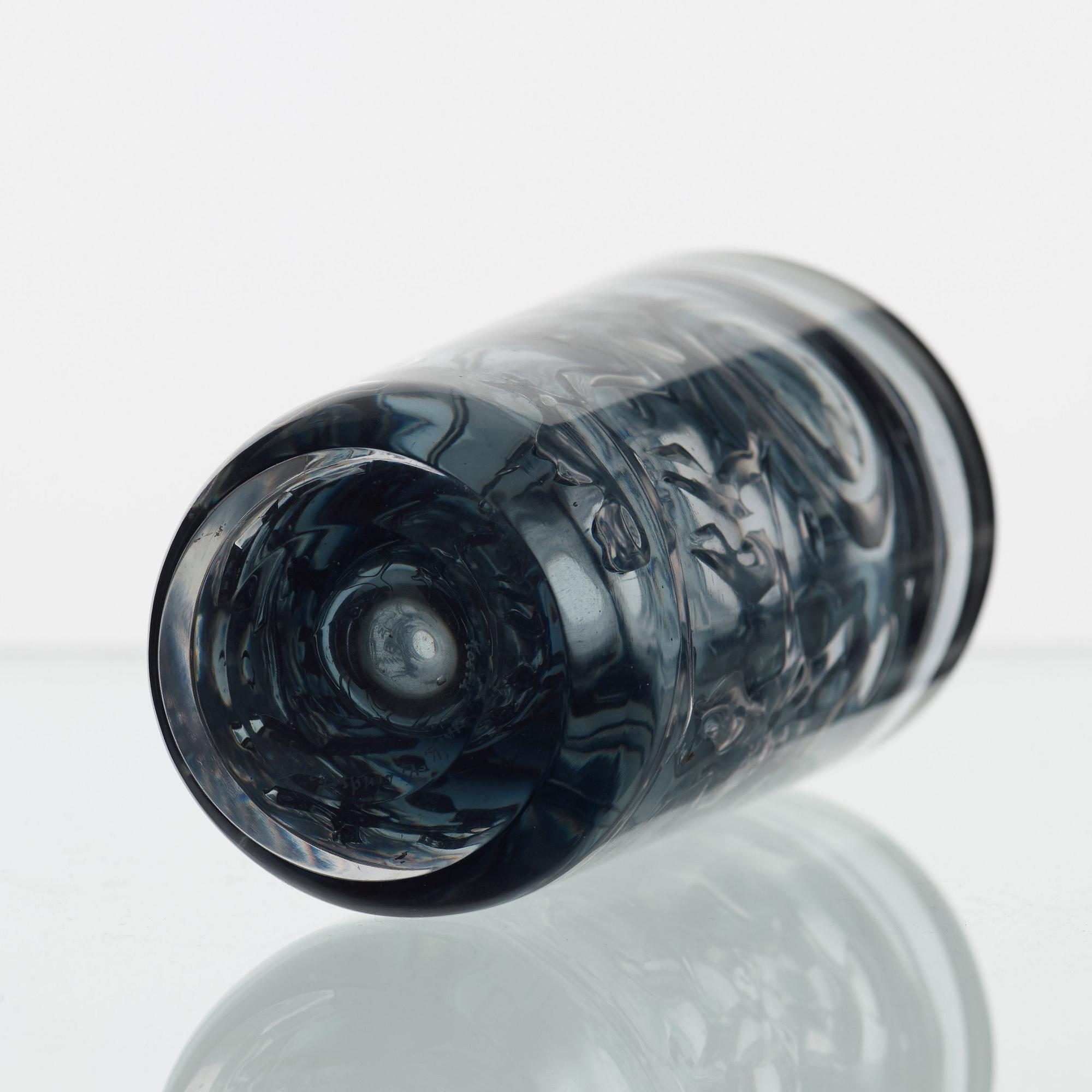Vicke Lindstrand, a unique 'Petroglyph' glass vase, Kosta 1950's-60's.