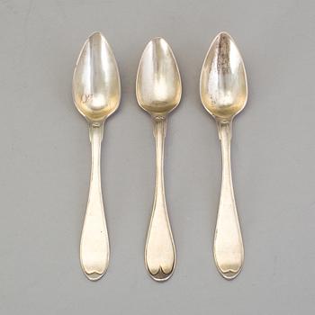 A set of six Swedish 19th century silver dinner-spoons, mark of Johan Carlssons widow, Norrkoping 1836.