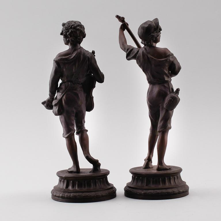 FIGURER, 1 par, bronserad metall, 1900-/2000-tal.